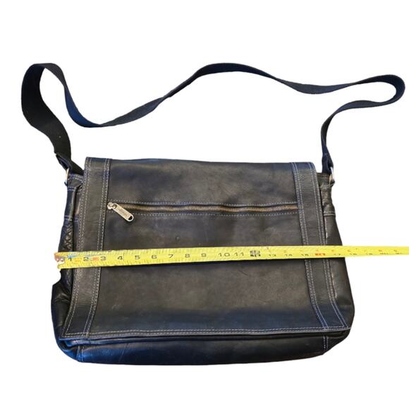 eBags Black Leather Messenger Crossbody Computer Bag - Picture 11 of 13